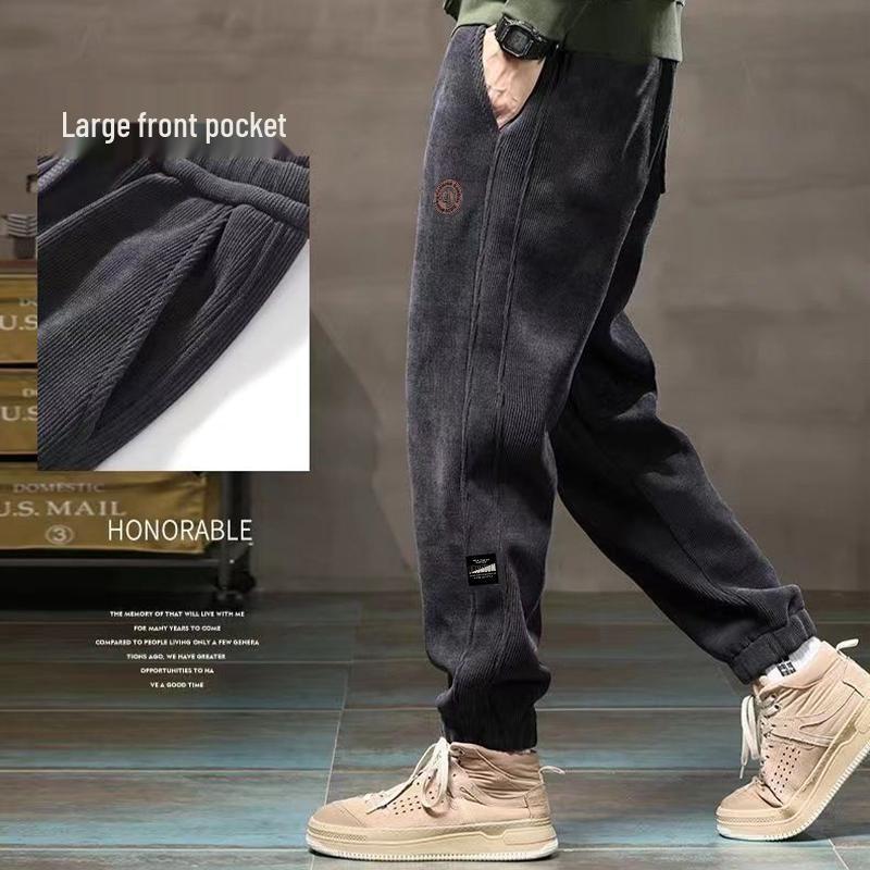 Herren 2024 Locker geschnittene Cord-Jogginghosen mit Bündchen - Frühlings-, Herbst-, Winter-Stil.