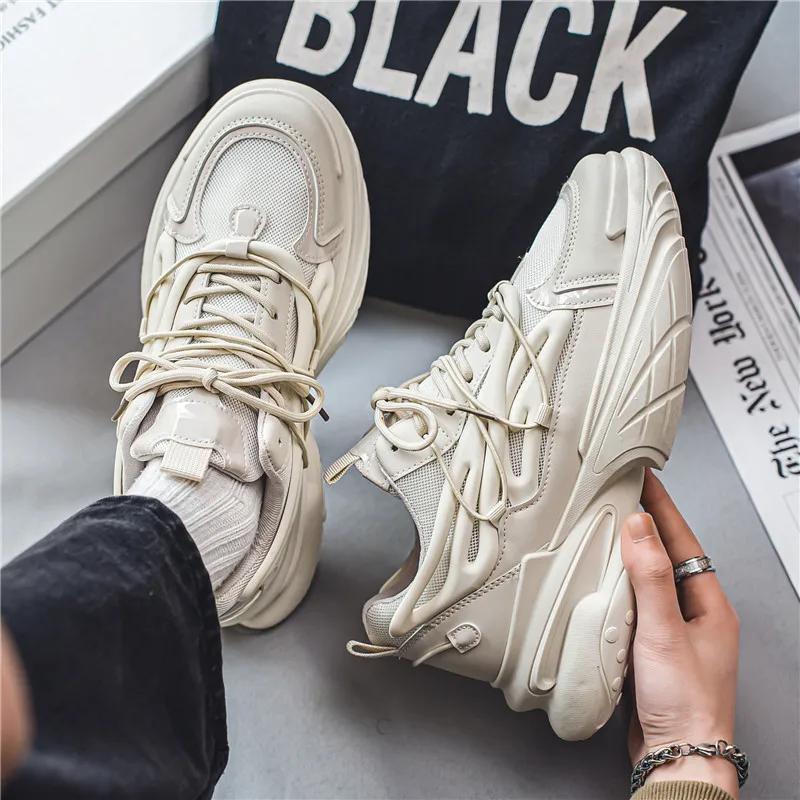 Mesh Sports Shoes for Men's Spring/autumn New Breathable Thick Soles with Increased Height Dad Shoes Mans Casual Shoes Sneakers