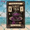 1pc Vintage Tarot & Tea Metal Tin Sign, 2D Flat Mystical Wall Art, Pre-Drilled Holes, 7.9x11.8in Indoor/Outdoor Decor