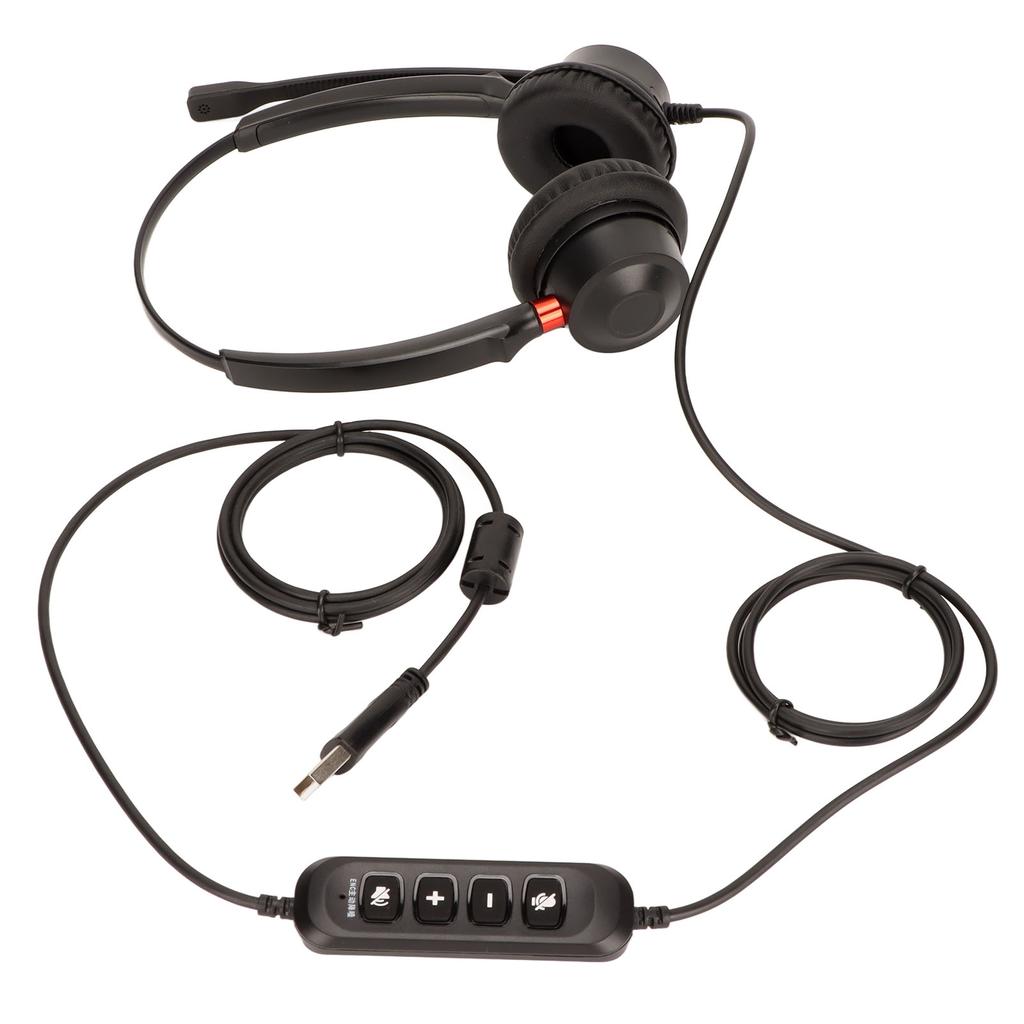 Telephone Headset Volume Adjustment Microphone Mute USB Binaural Customer Service Headset for Telema