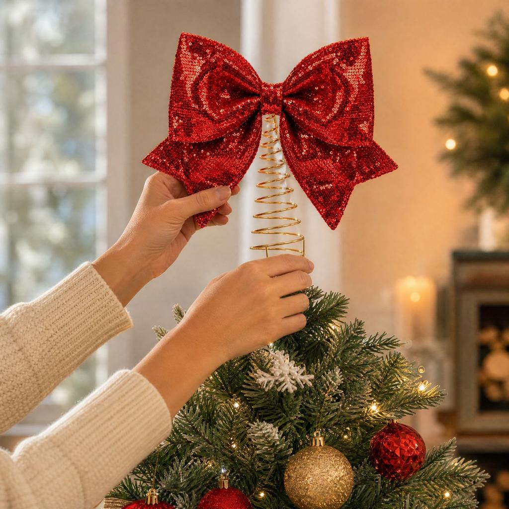 Christmas Tree Topper with Design Ornament for Holiday Home Decor