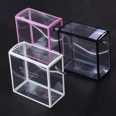 5pcs Transparent Clear Storage Gift Packaging Box Tote Handheld Gift Bag PVC Candy Portable Foldable With Handle