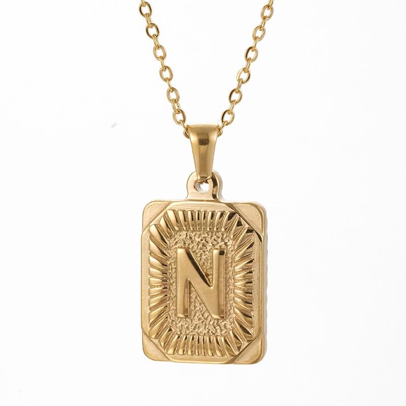 Stylish 18k Gold Stainless Steel Letter Pendant Necklace For Men O-type Cross Chain Non-fading