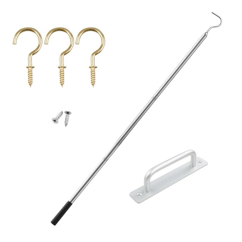 

Attic Access Set Feature Stainless Steel and Aluminum Components Efficient Attic Ladder Pull Down Hook System 1