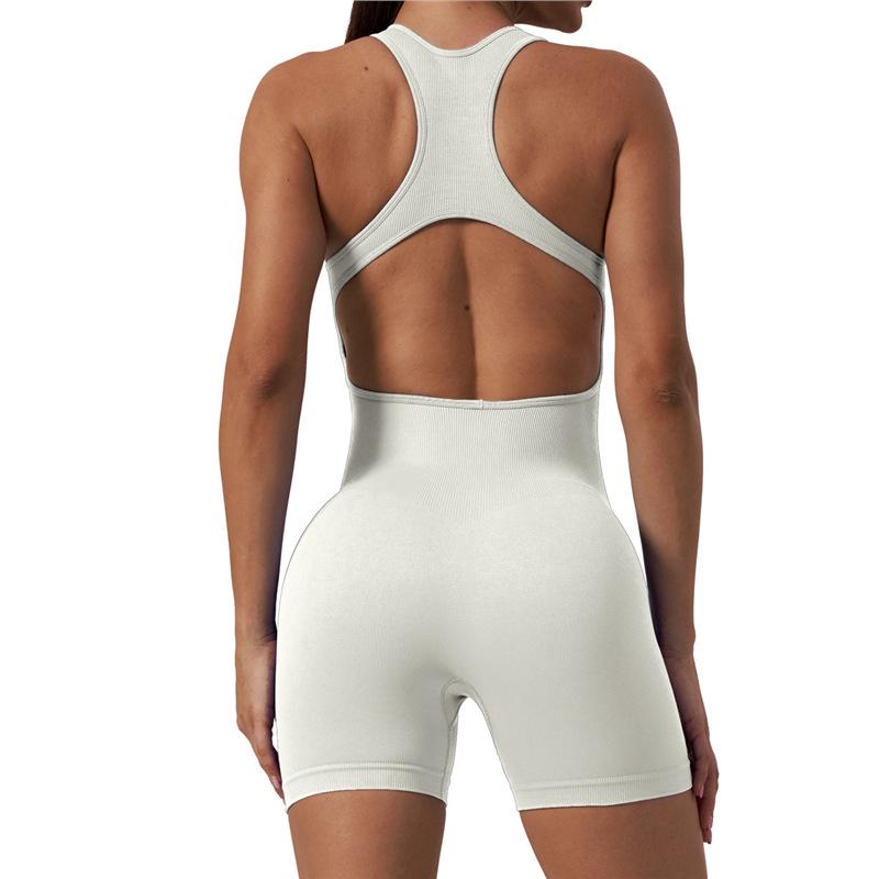 

European & American Seamless One-Piece Yoga Suit with Back and Hip Lift - Women s Fitness Shorts Medium