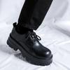 Men's thick soled leather shoes Classic minimalist British style suit Business Leisure Office High quality Derby Black lace up
