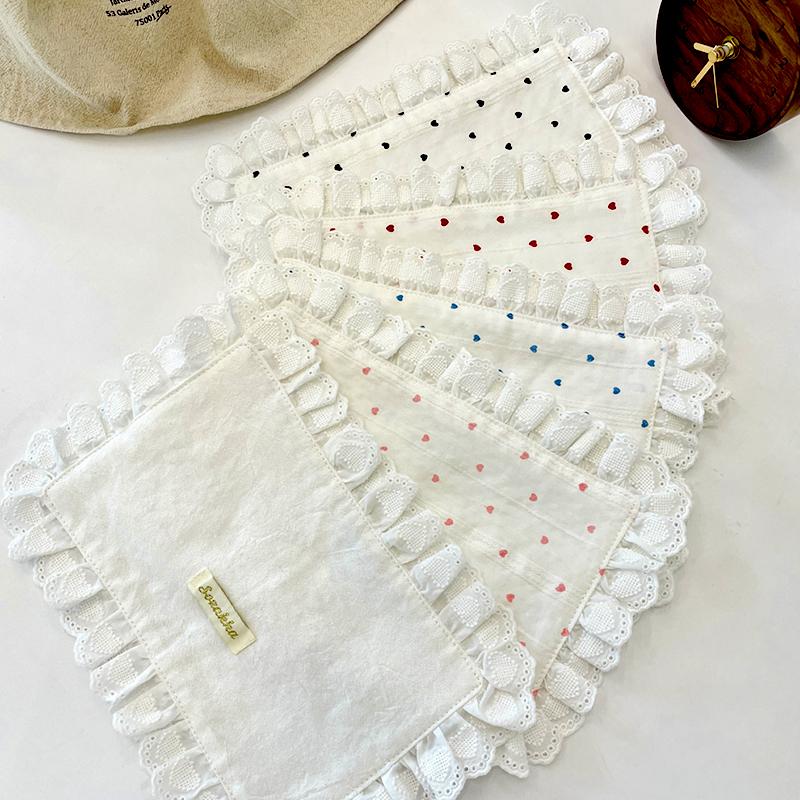 1Pc Placemat Rural Style Love Pattern Fresh Sweet Fabric Art Photography Props Coaster Originality Lace Trimmings Home Decor
