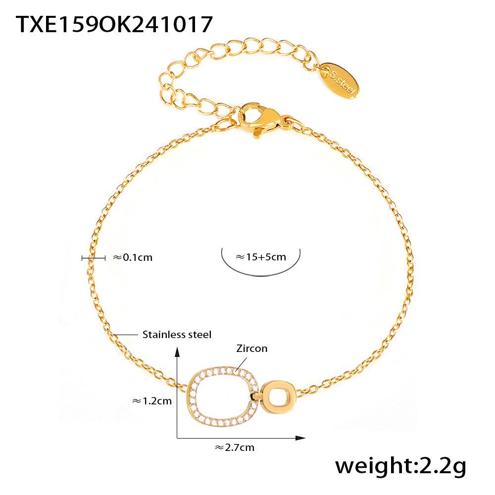 Qiong Yao Zircon Double Ring Stainless Steel Necklace & Bracelet Set