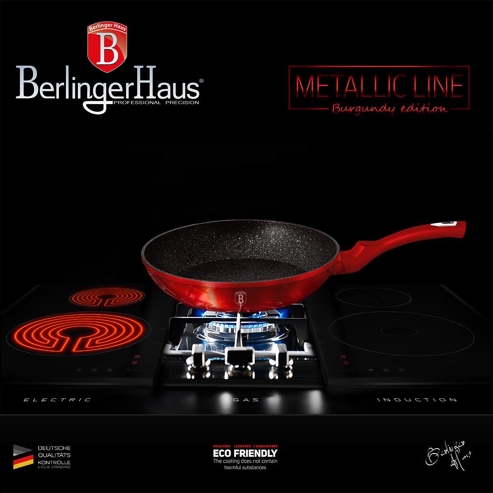 Set of 2 Granite-coated Pans 22/26cm BERLINGER HAUS Metallic Line Burgundy BH-1612-Nf