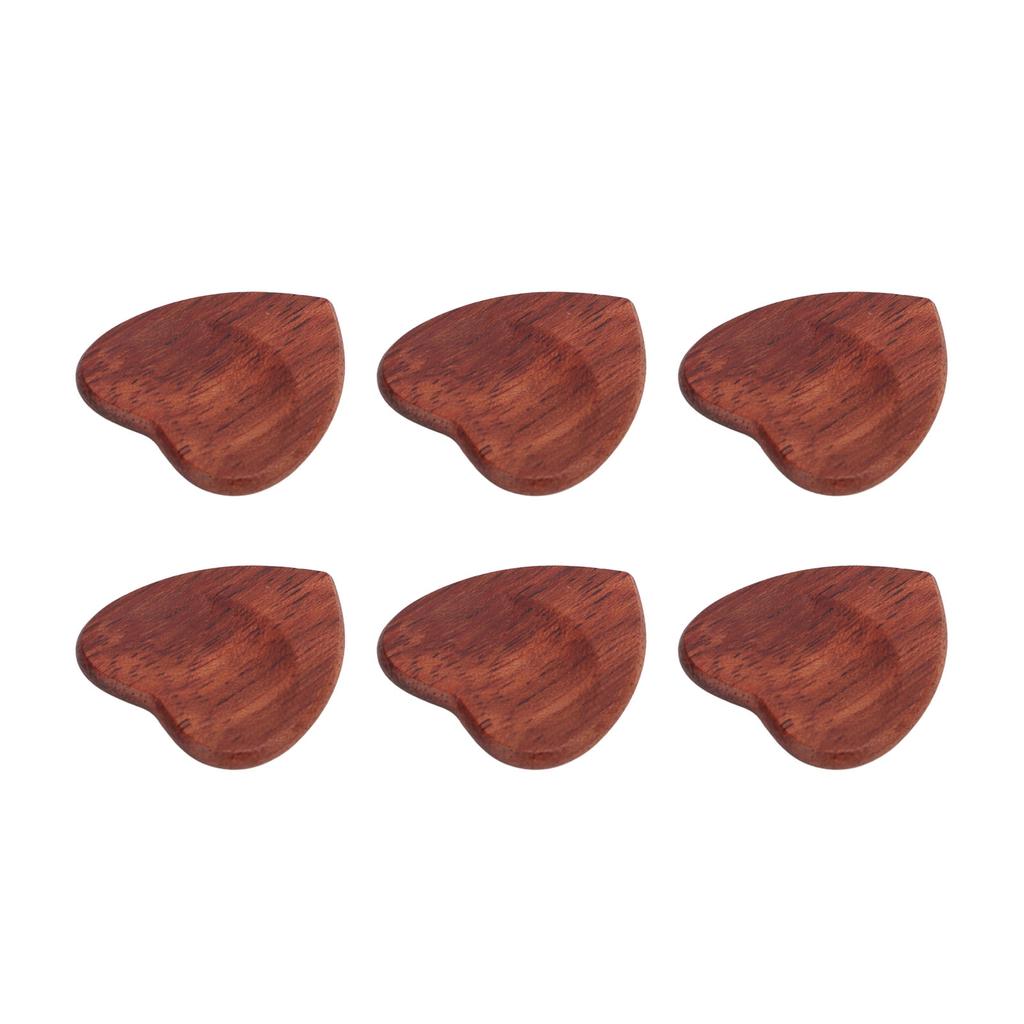 6PCS Guitar Pick Wooden Heart Shaped Burr Free Smooth Surface Guitar Accessories for Guitarist