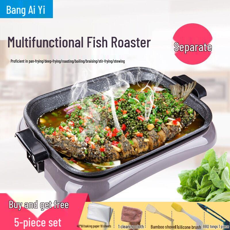 Electric Griddle: Multi-Functional Large Plug-in Grill for Paper-Wrapped Fish & BBQ
