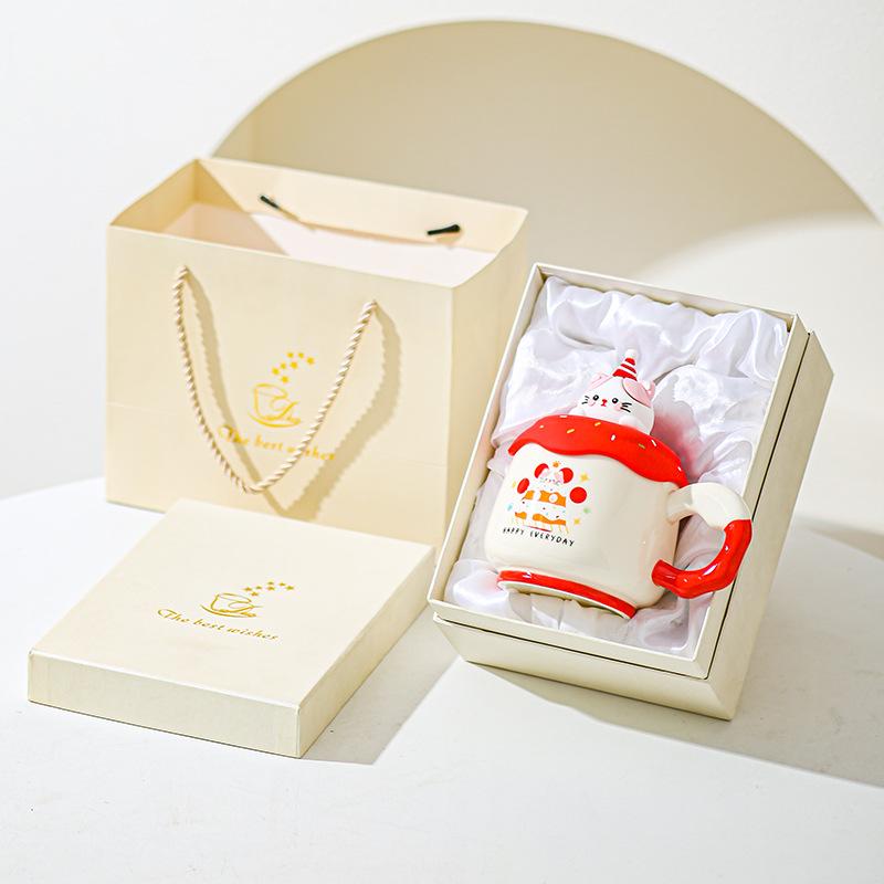 Krus med lokk Søt Bestie Bursdagsgave til jenter Kaffe Keramisk Vannkopp for Hjemmebruk Høy Verdi Kontor