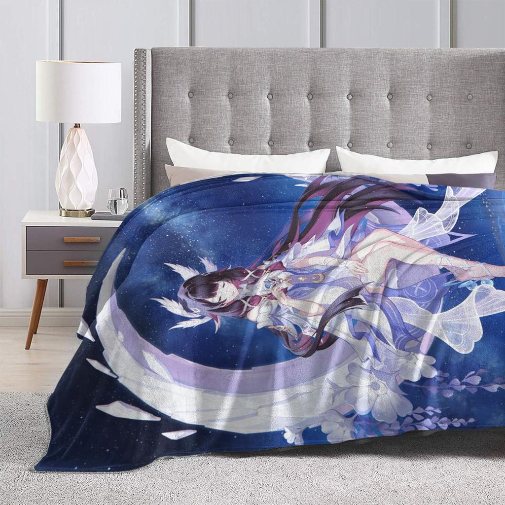 Genshin Impact Warm Soft Blanket  Girls Boys Plush Throw Blanket Street Trend Bedroom Flannel Bedspread Sofa Bed Cover