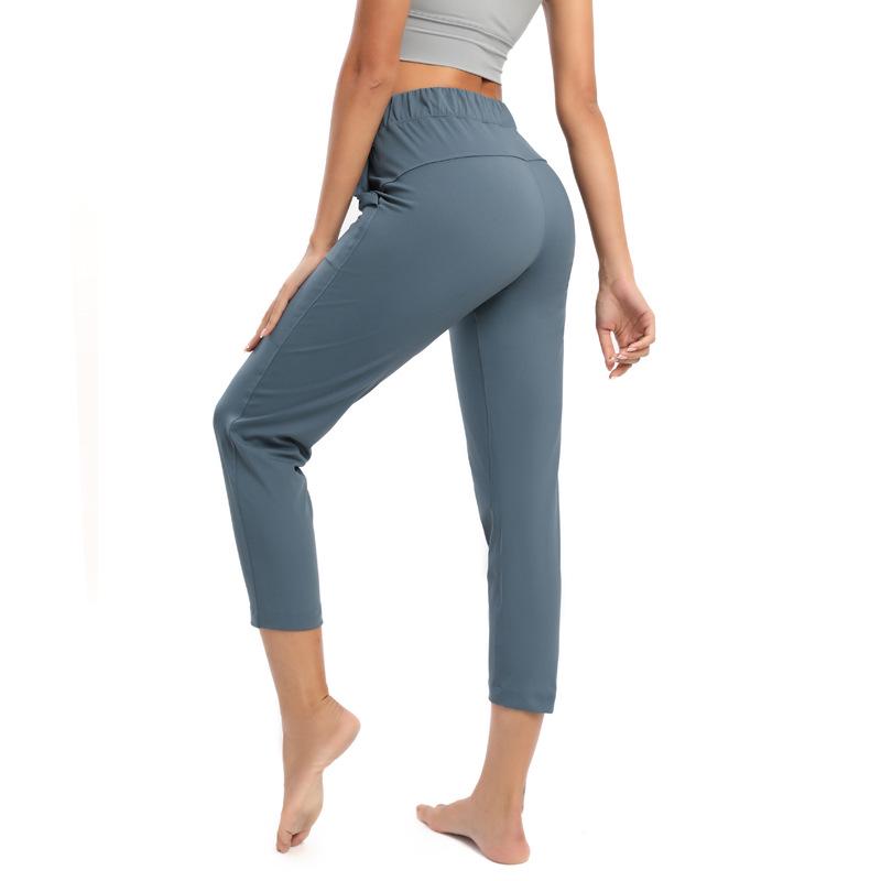 Damen Übergröße Lockere Straight-Leg Yogahose mit Kordelzugbund - Lässig, Elastisch, Neun-Punkte-Passform
