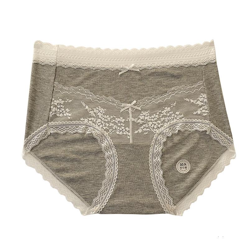 Plus Size Women's Lace Edge Girly Comfort Bag Hip High Elastic Skin Touch Midwaist Antibacterial Crotch Triangle Briefs