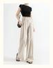 Women's High-Waisted Wide-Leg Linen Pants - Summer 2026 Collection, Loose Fit, Tencel Cotton Blend, Floor-Length