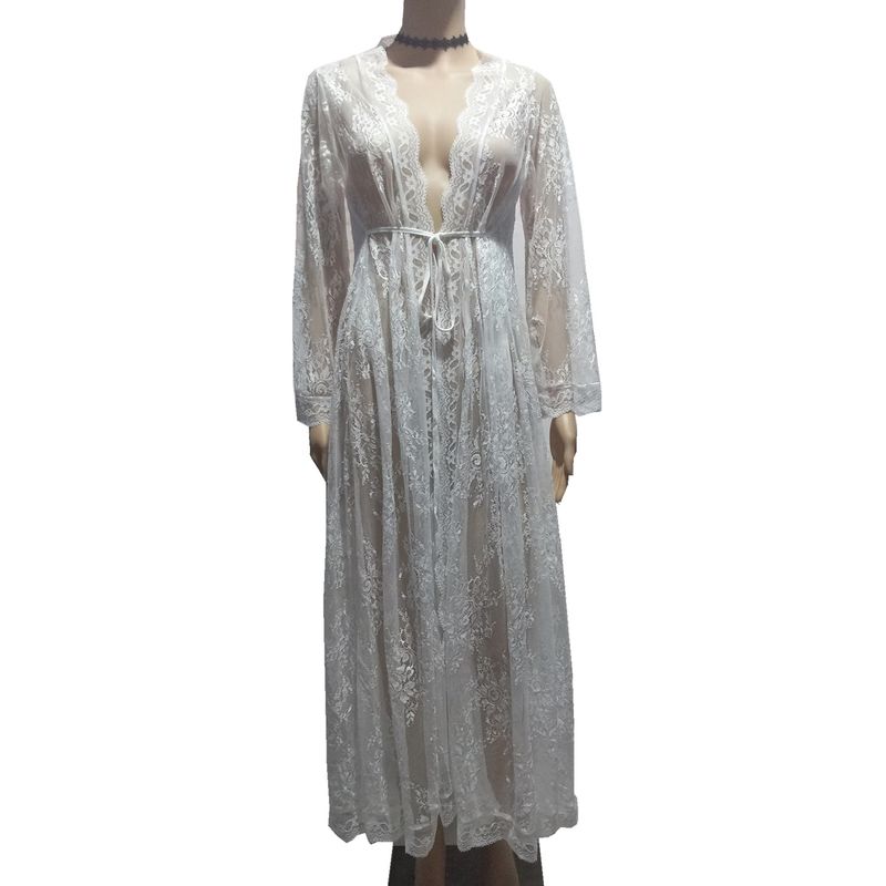 Fashion New Arrival Wave Lace Lace Lace-up Dress Long Dress Loose Beach Cardigan Vacation Clothes Swimsuit Blouse