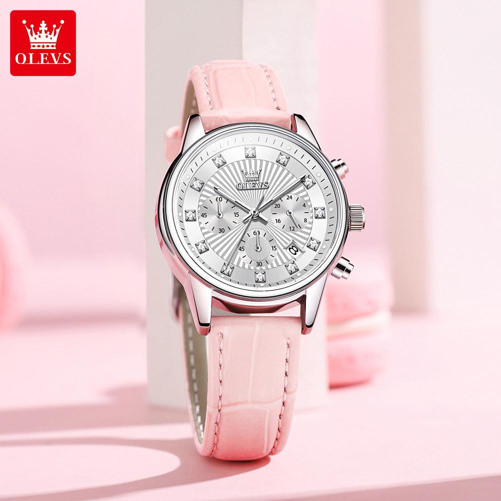 OLEVS Womens Watch Fashion Brand Waterproof Luminous Multifunctional Chronograph Quartz Watch Date Ladies Watches