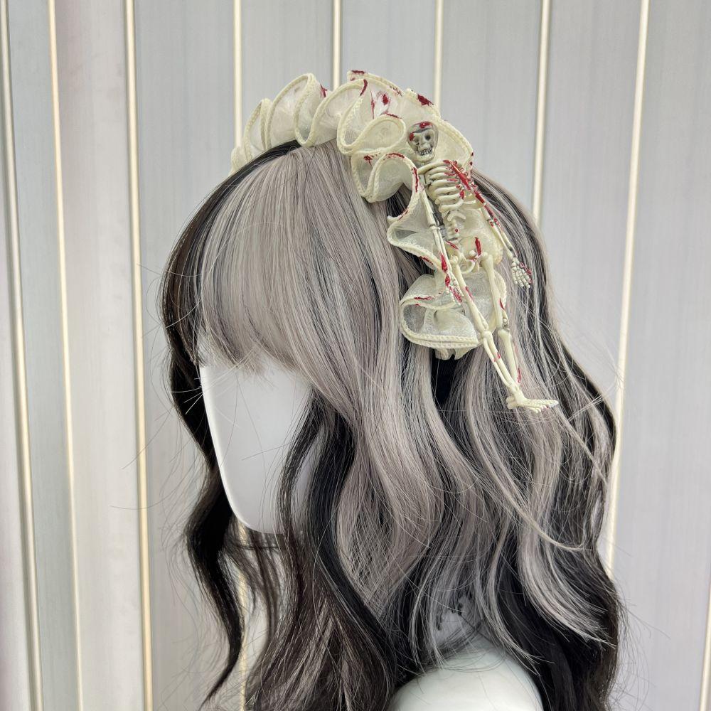 

Headband Skeleton Lace Party Cosplay Halloween Decorate Collocation Buckle Head белый