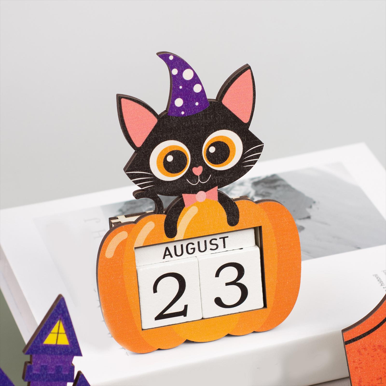 

Halloween Wood Sign Desktop Ornament Advent Calendar Party Supplies Decoration for Home Black Cat