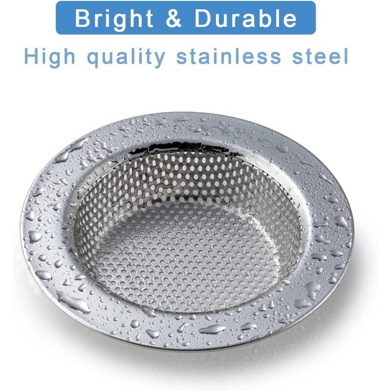 2/4pcs Heavy-Duty Sink Strainers with Upgraded Double-Layer Safety, Anti-Clog Drain Basket,Stainless Steel Sink Drain Protector