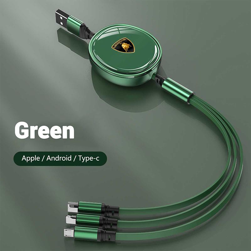 

Cable Scalable Phone Car Interior 3 In 1 USB Fast Charging Cable For Lamborghini Urus Huracan Aventador Premium Auto Accessories