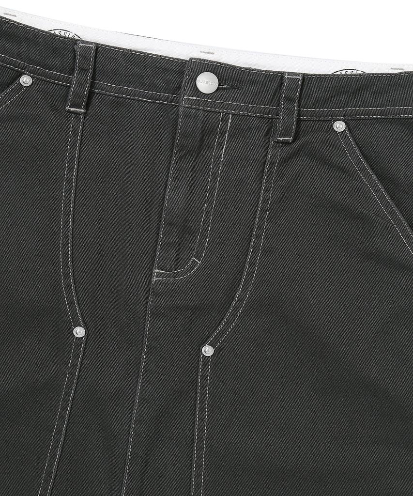 Syupeodeulai W Long Carpenter Skirt Charcoal