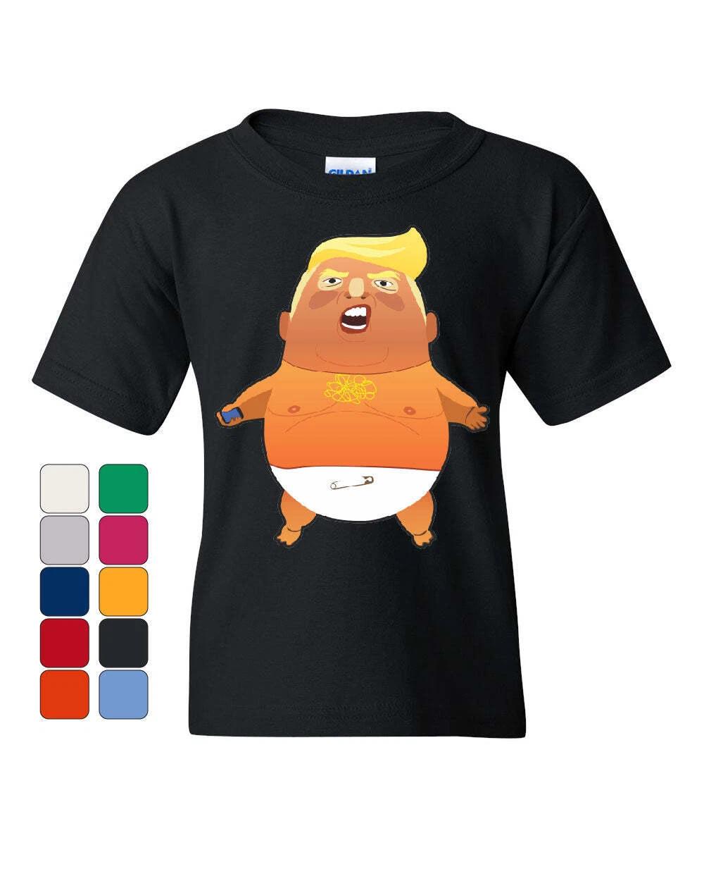 Trump Baby Baloon Youth kids boys T-Shirt Anti Trump Funny Impeach Resist Resign Kids Tee 110
