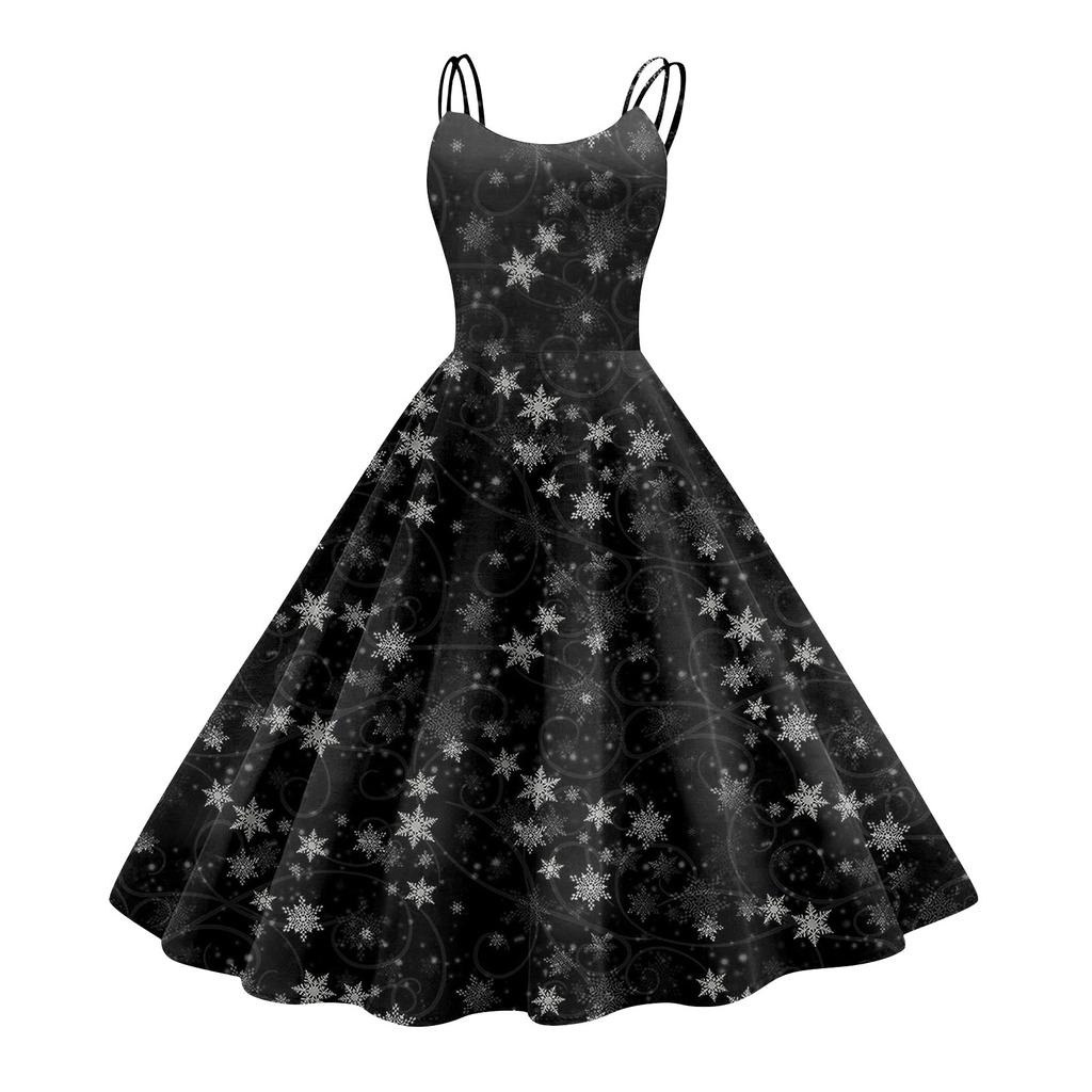 Damenmode Sexy trägerloses Gothic Cocktailkleid mit Weihnachtsgrafik, bedruckt, Vintage, lange Kleider