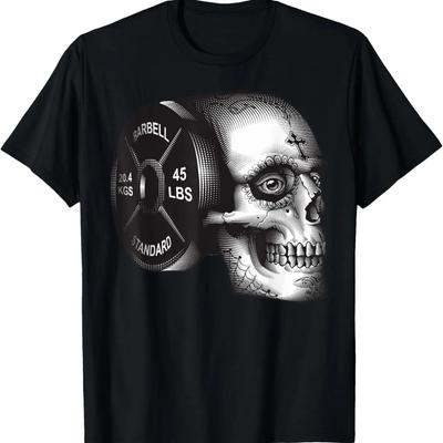 Skull Barbell Plate - Gym T-Shirt