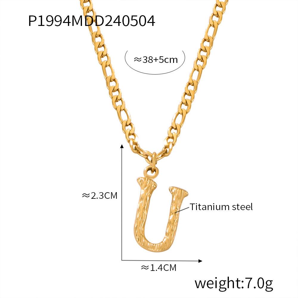 Simple Light Luxury Titanium Steel 26 Letter Necklace Niche Non-Fading Necklace Gold Tree Pattern Jewelry