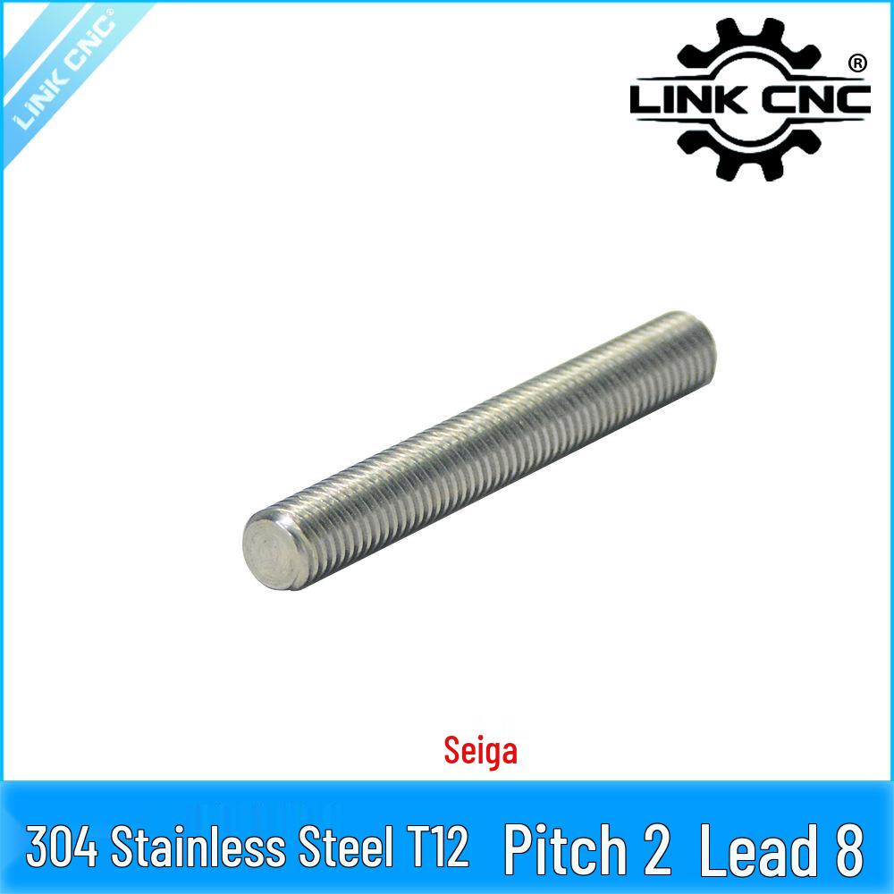 CNC Trapezoidal T12 Lead Screw, 304 Stainless Steel, 2mm Pitch, 8mm Lead 100mm (1 piece)