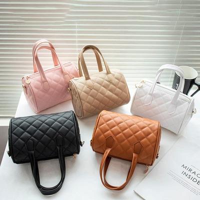 Women's Small Bag Women's Embroidered Rhombus Pillow Bag New Niche Cylinder Handbag