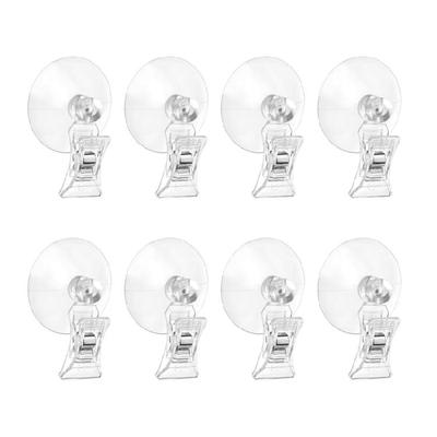 8Pcs Clear Suction Cup Hooks with Clamps Fashion Accessory Portable for Home Bathroom Window and Displays Daily Use