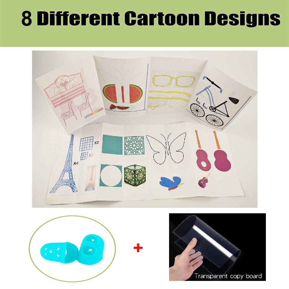 Drawing Book for 3D Printing Pen Reusable Colorful 40 8 Patterns Thick Paper Clear Plate Painting Template for 3D Pen Kid Gifts