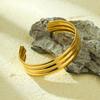 GEMCHIC Women's Double Layer Geometric Cuff Bracelet Adjustable Gold Plated Stainless Steel Bangle for Fashion