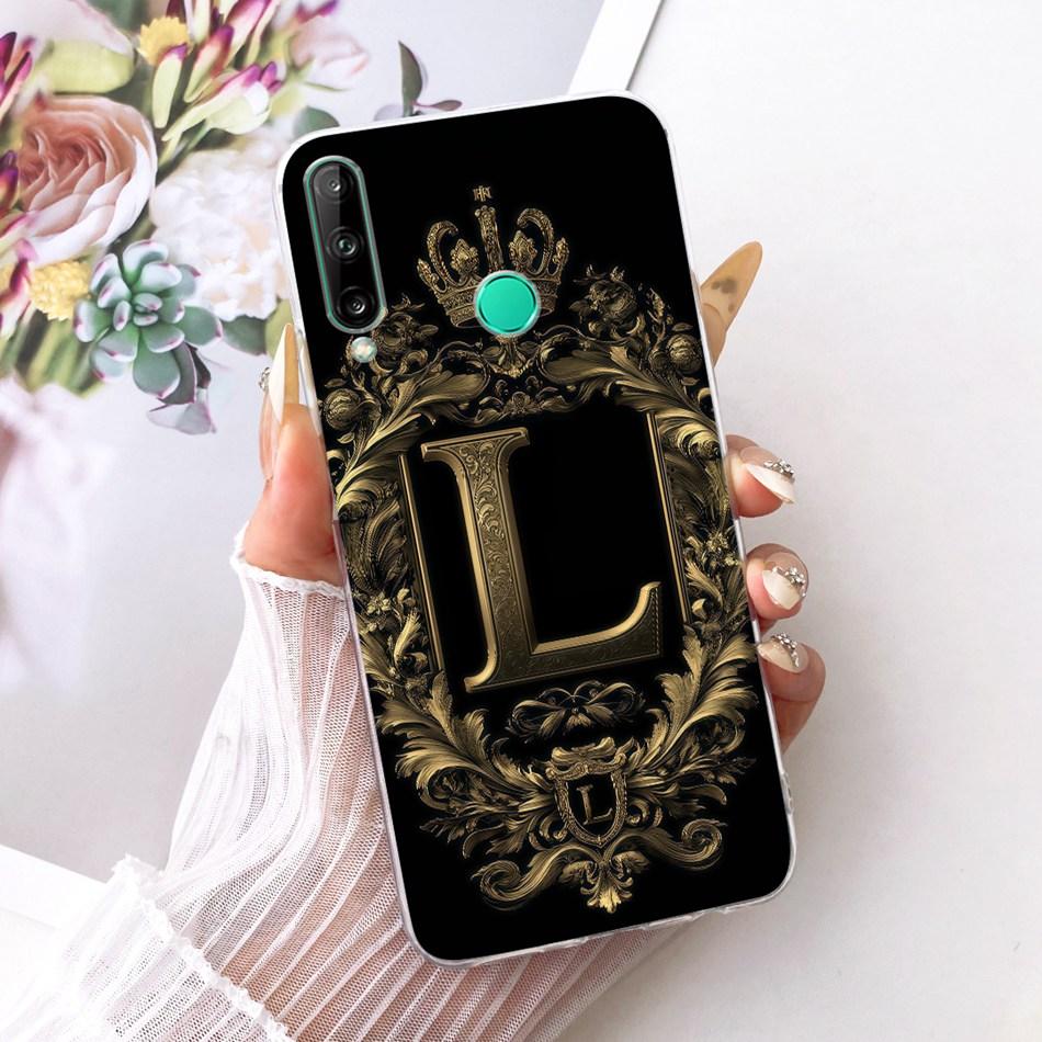 For Huawei Y7p Royal Crown Initial Letter Couple Phone Case For Huawei Y7P 2020 ART-L28 L29 Soft Silicone TPU Covers Bumpers