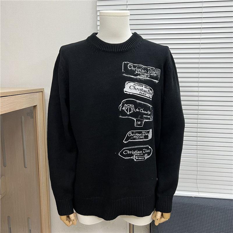 Unisex Trendig Rundhalsad Jacquardulltröja med Broderad Logga - Avslappnad & Mångsidig.