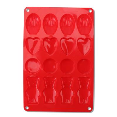 Kuchenform Silikon Handwerk Küche Form Bär Runde Herzförmige Shell Kuchenform 16-Cavity DIY Schokoladenform