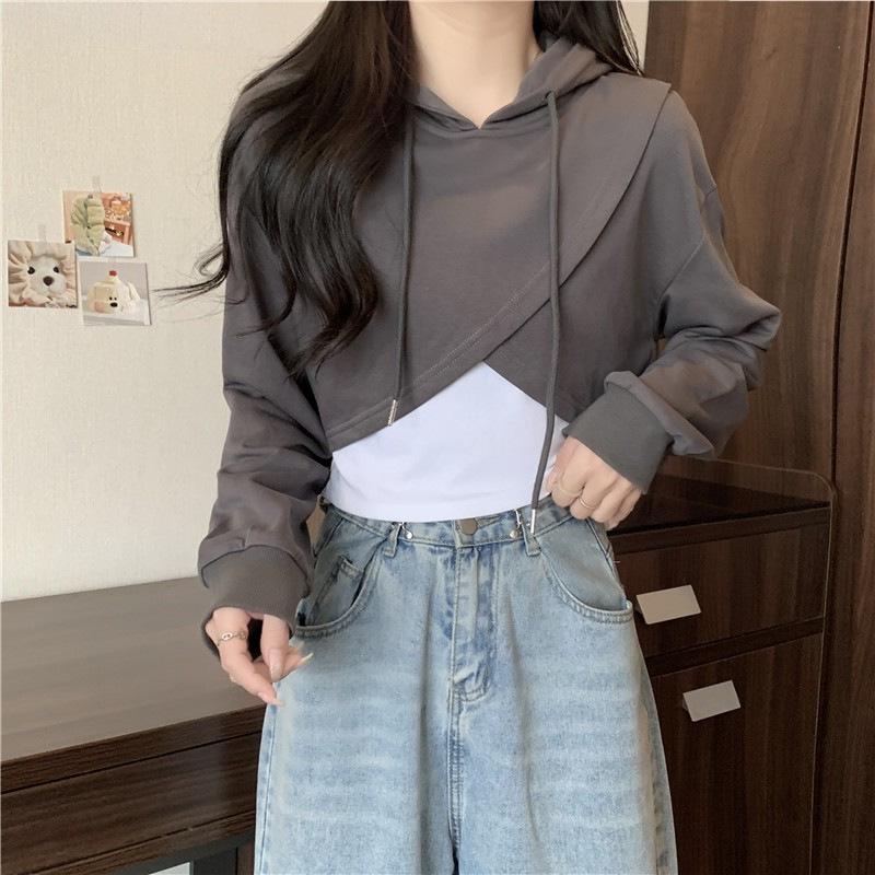 

Женский модный облегающий комплект-двойка: Свитшот и жилет в европейском и американском стиле свободного кроя XL темно-серого