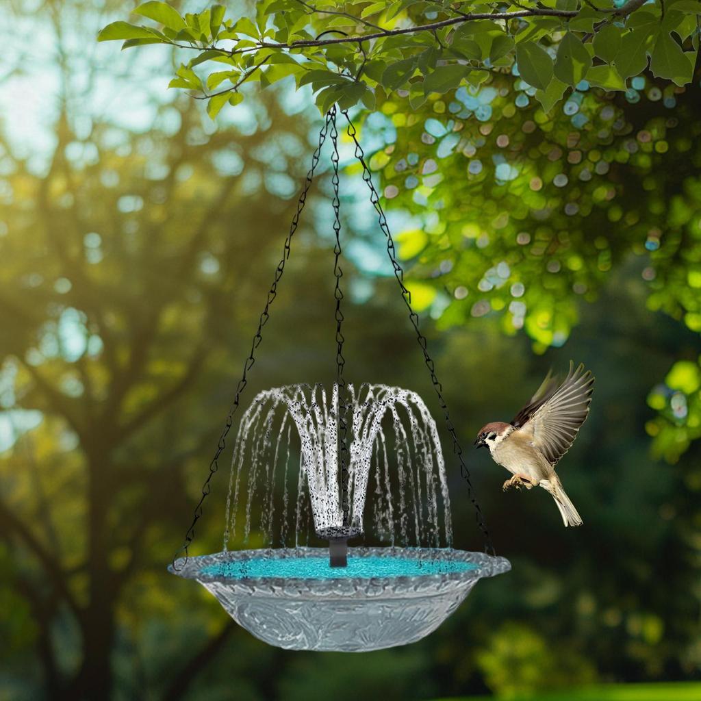 Solar Bird Bath with Water Pump Hangable Hummingbird Waterer Eco-Friendly Solar Fountain for Outdoor Patio, Garden & Backyard
