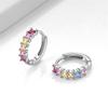 Luxury Female Small Rainbow Square Zircon Stone Hoop Earrings Vintage Fashion Silver Color Wedding  For Women