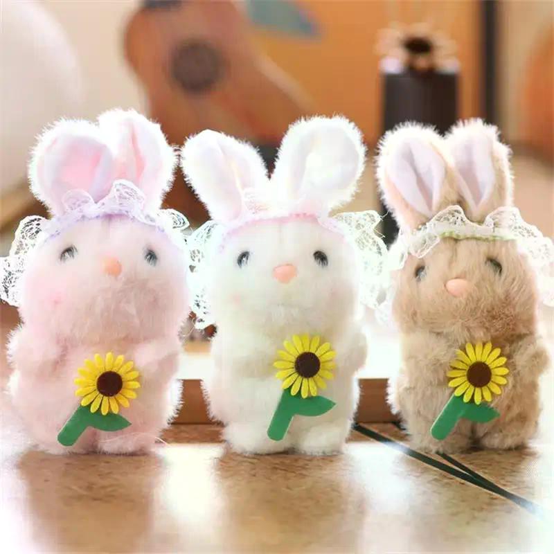 Cute Flower Rabbit Bunny Plush Animals Doll Stuffed Toy Keychain Pendant Backpack Hangings Decor Girly Bag Kids Gifts