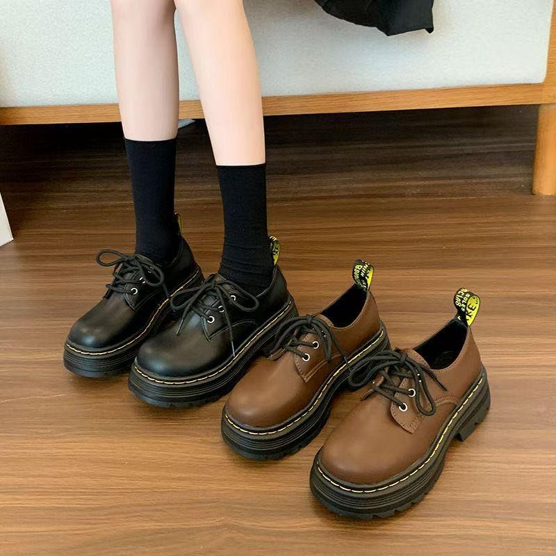 British style retro versatile heightening platform small leather shoes women's non-slip explosion college loafer single shoes 2025 new