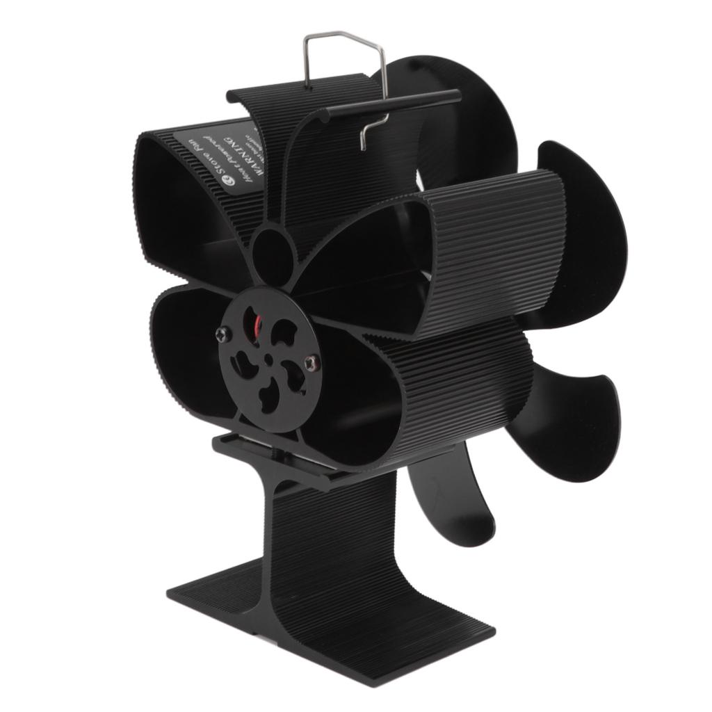 Stove Fan 6 Blades Grter   Volume Low Noise   Wr Resistance Fireplace Fan Black