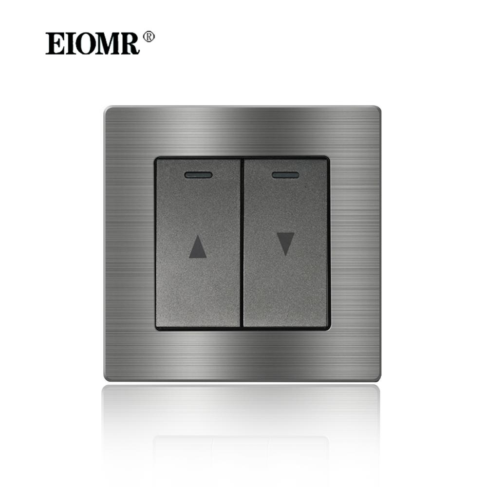 EIOMR France Standard Electrical Socket Grey Aluminum Alloy Panel Light Switch Rj45 Tv 220V 16A Wall Outlets for Home Appliance