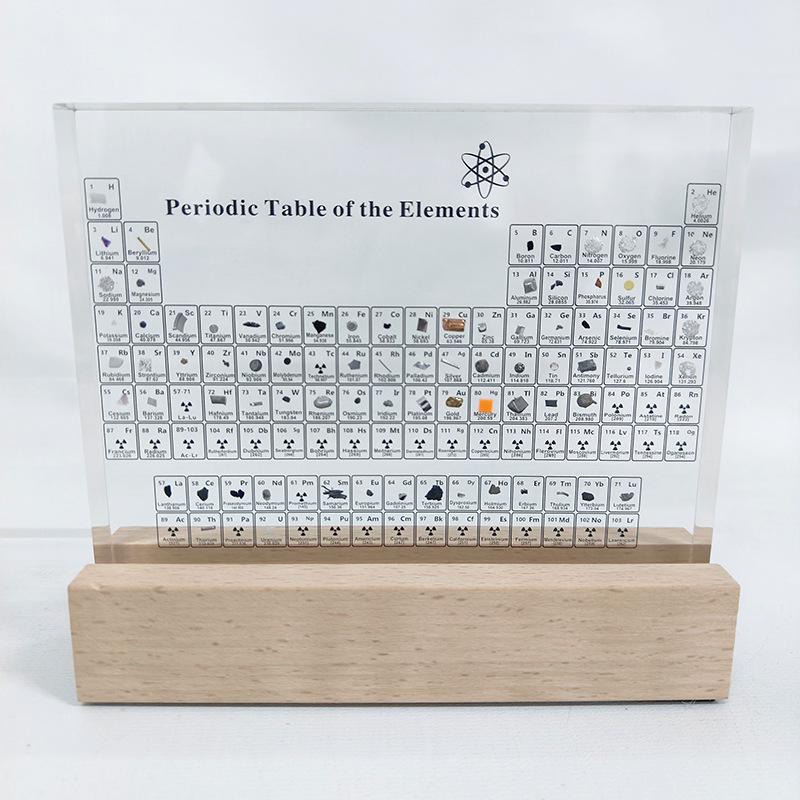 Tabel periodic încorporat din acril cu elemente fizice
