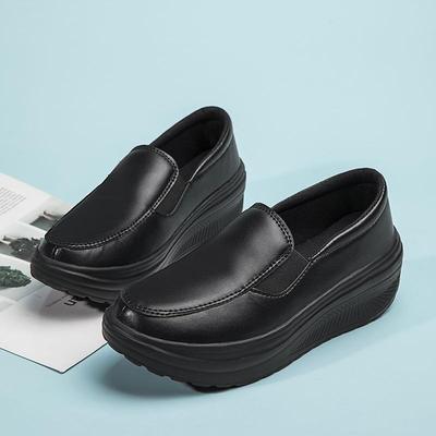 Women's White Platform Wedge Rocking Shoes - Sporty, Thick Sole, Ideal for Nurses