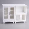 1pc Miniature Cabinet - White & Transparent Glass Door Storage Organizer, Compact Durable Design for Home Decor, Model Room Display, Creative Craft