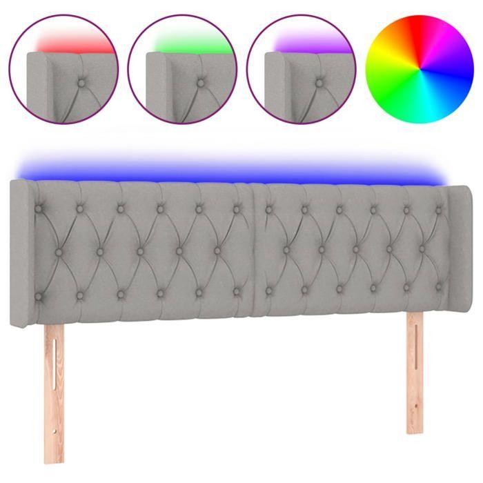 VidaXL Tête de Lit à LED Meuble de Chambre à Coucher Accessoire de Lit Double Tête de Cadre de Lit Intérieur Gris Clair 3123578